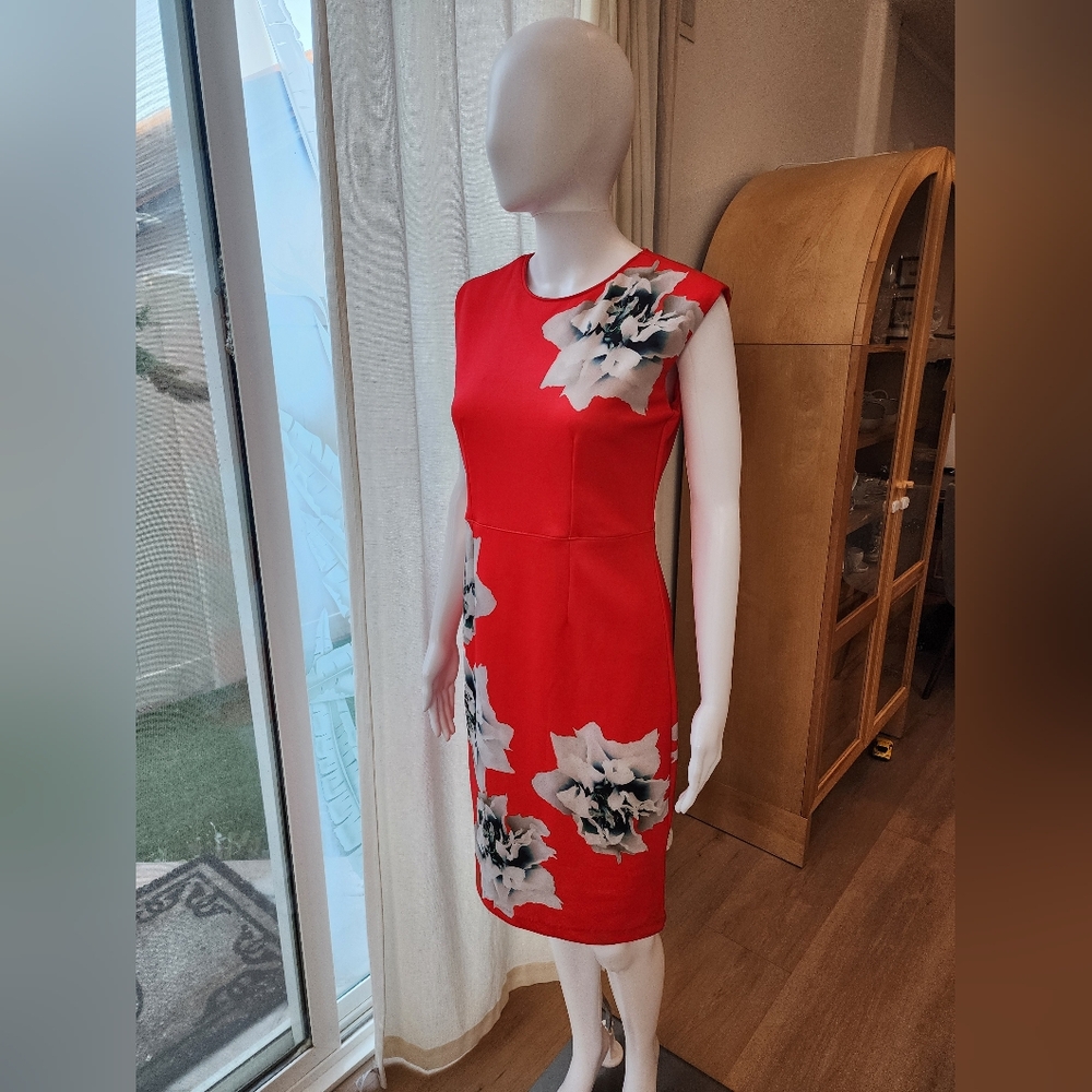 Unique Floral Red Dress